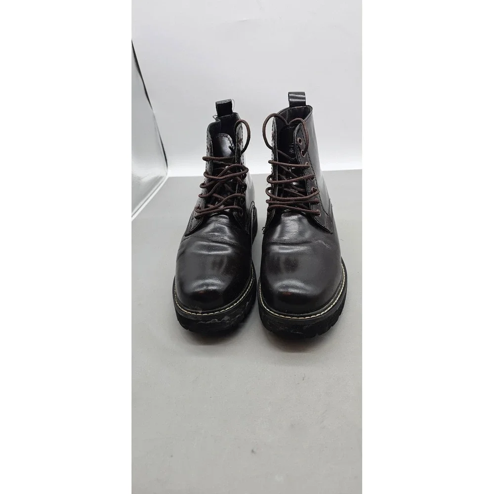 Calto K8711 Men Elevator Boots Dark Brown Lace Up Lug Sole Height Increasing 7.5